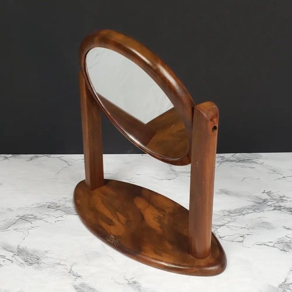 Danish Modern Vanity Mirror Solid Wood Vintage - Picture 5 of 9